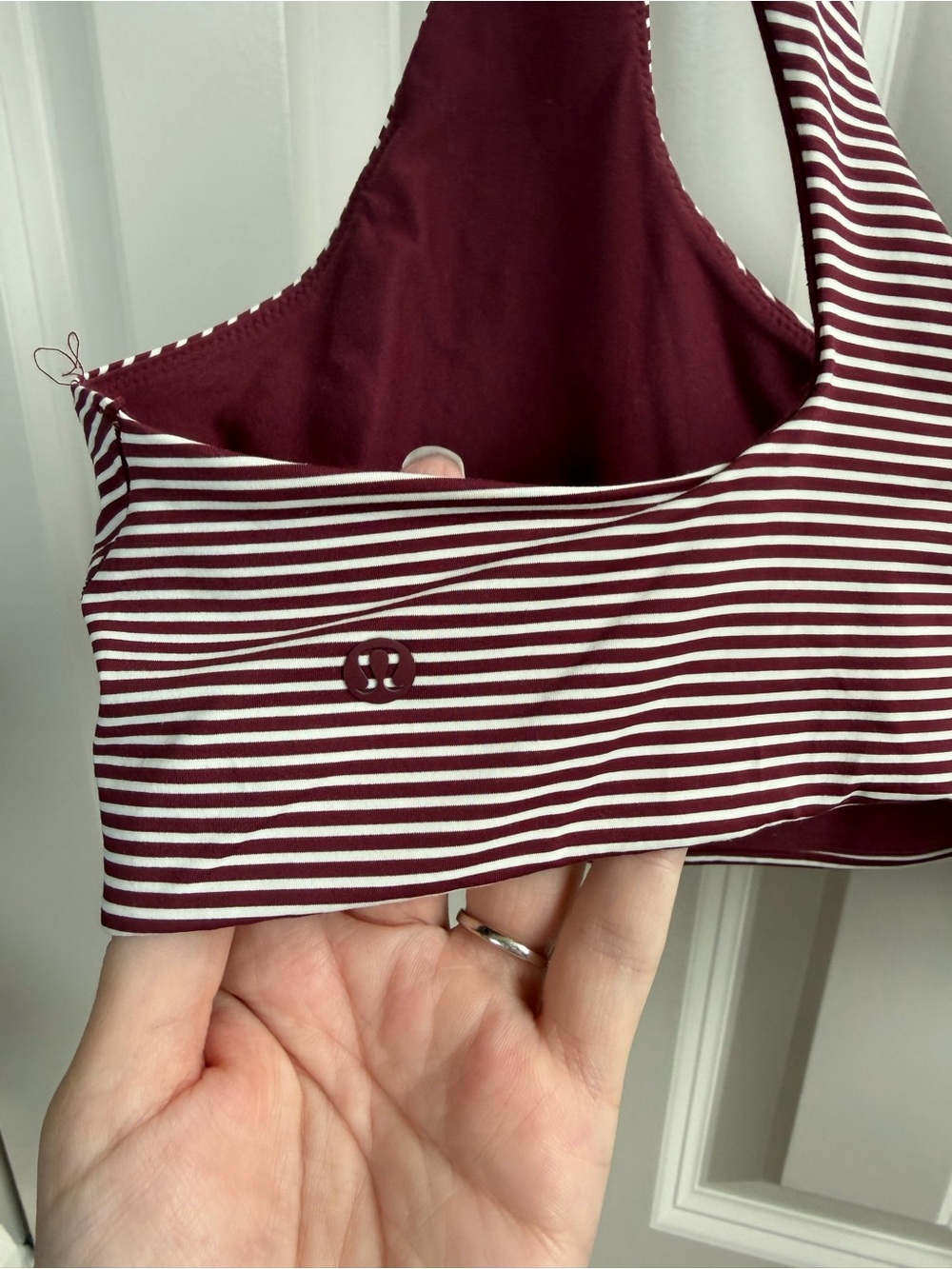 lululemon Nulu Racerback Bralette *A-D Cups Trim Stripe Burgundy Bay Coconut - Picture 4 of 5